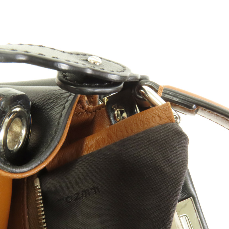 FENDI 牛皮皮革Mini Peekaboo銀扣手挽肩背兩用袋-10