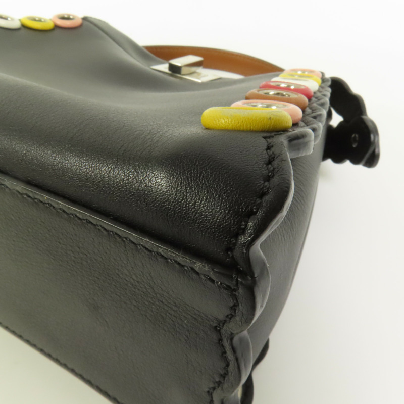 FENDI 牛皮皮革Mini Peekaboo銀扣手挽肩背兩用袋-13