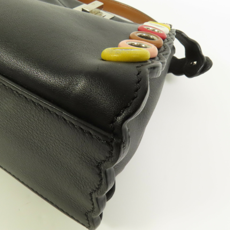 FENDI 牛皮皮革Mini Peekaboo銀扣手挽肩背兩用袋-14