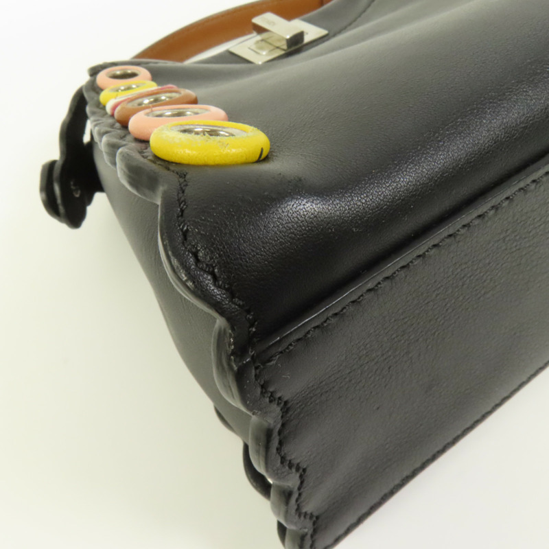 FENDI 牛皮皮革Mini Peekaboo銀扣手挽肩背兩用袋-15