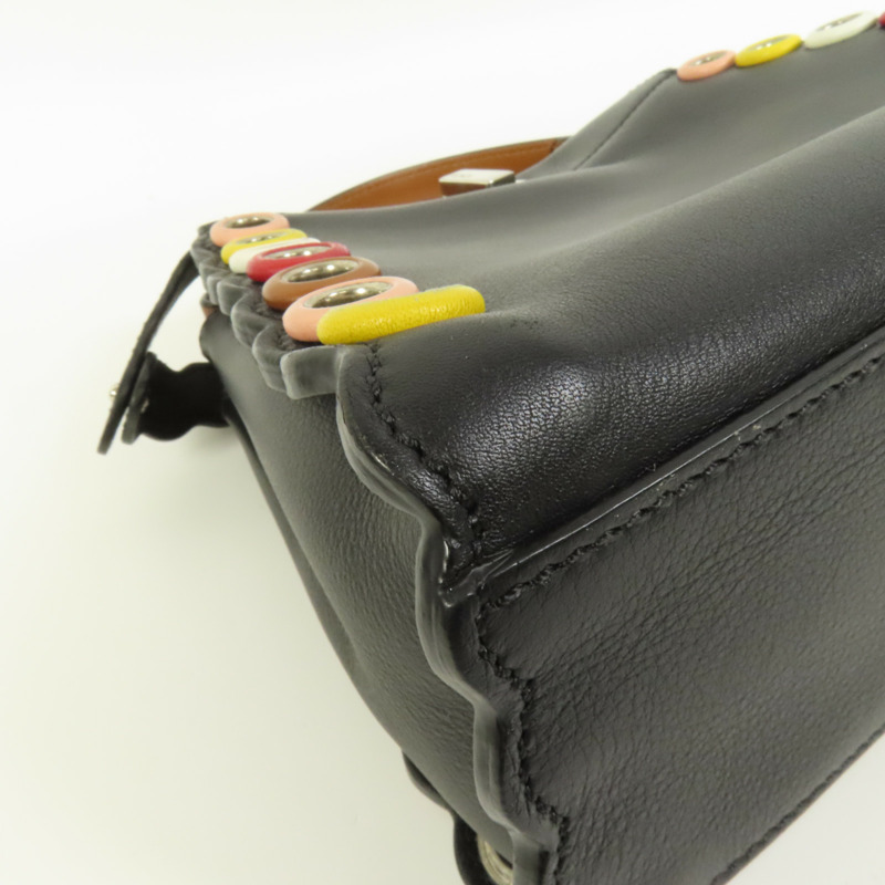 FENDI 牛皮皮革Mini Peekaboo銀扣手挽肩背兩用袋-16
