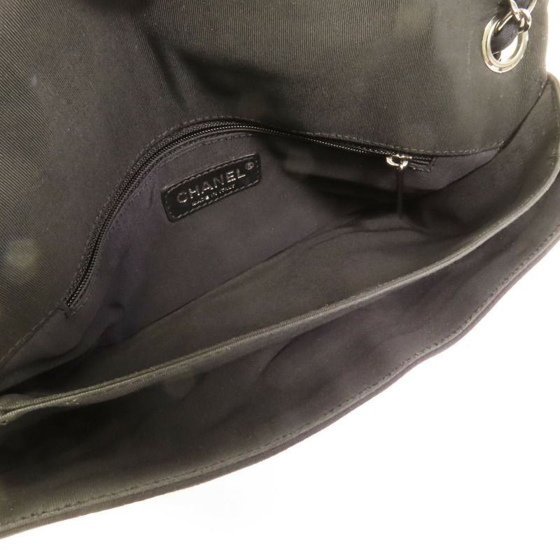 CHANEL 帆布Chain Shoulder銀扣鏈帶肩背袋-6