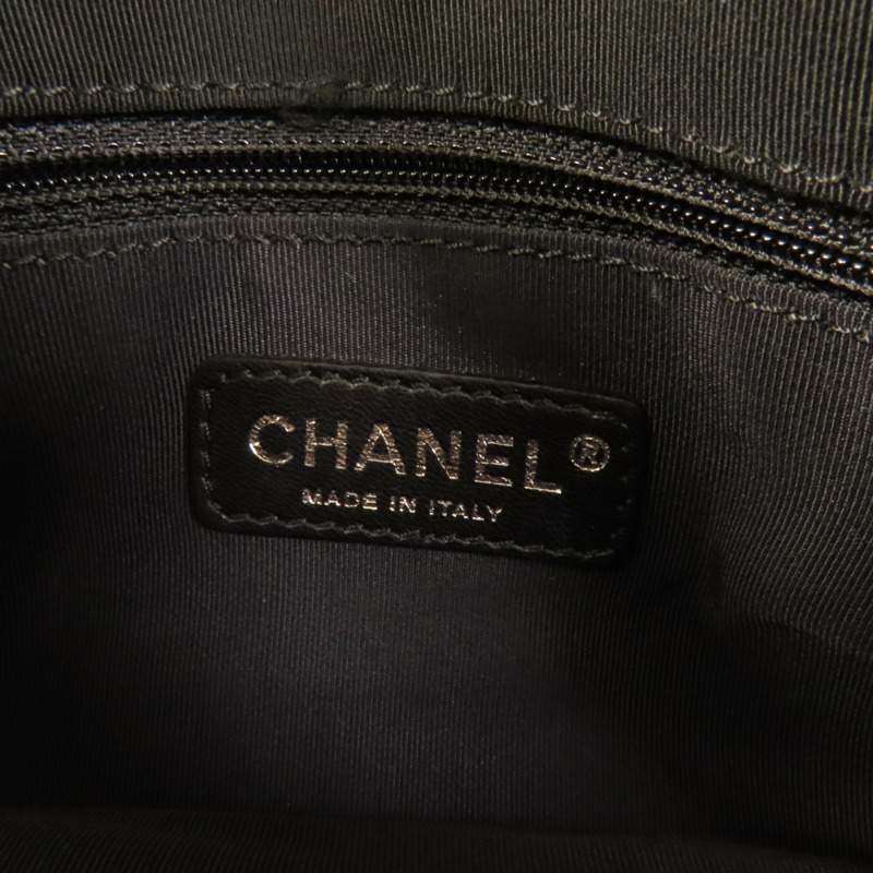 CHANEL 帆布Chain Shoulder銀扣鏈帶肩背袋-7