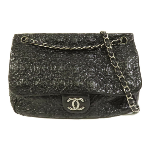 CHANEL 漆皮皮革Chain Shoulder銀扣肩背袋
