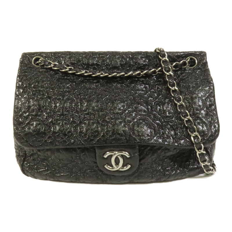 CHANEL 漆皮皮革Chain Shoulder銀扣肩背袋-0