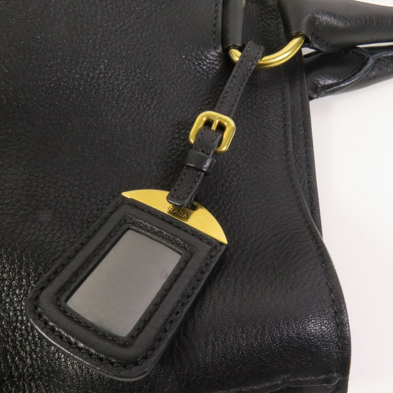 PRADA 牛皮皮革Shoulder Bag金扣手挽肩背兩用袋-4