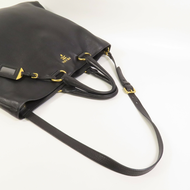 PRADA 牛皮皮革Shoulder Bag金扣手挽肩背兩用袋-5
