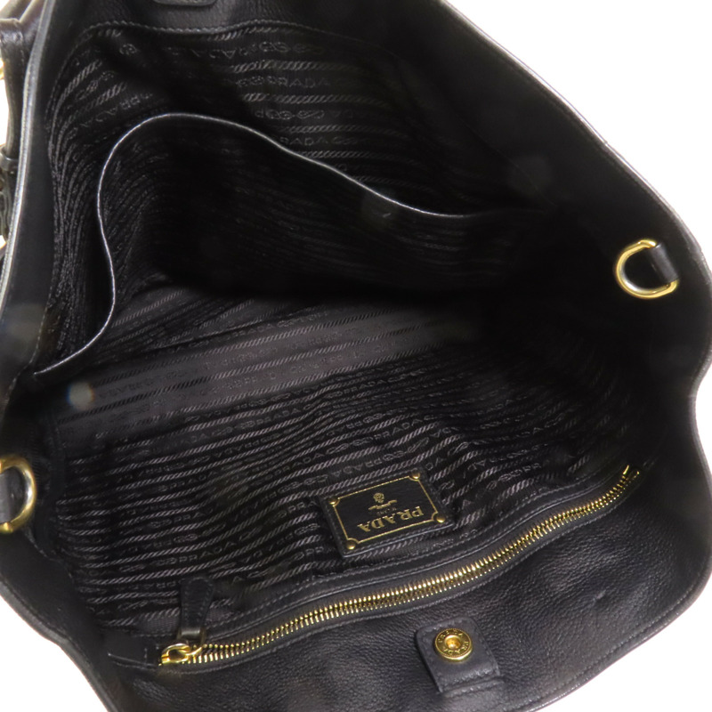 PRADA 牛皮皮革Shoulder Bag金扣手挽肩背兩用袋-9