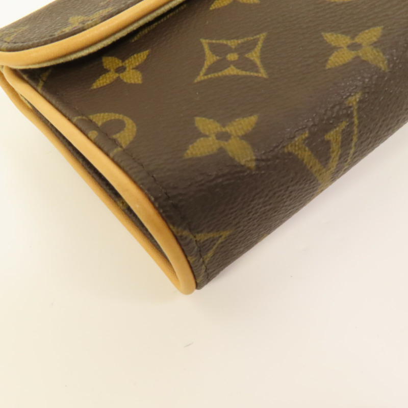 LOUIS VUITTON Monogram Pochette Florentine金扣腰包棕色-11