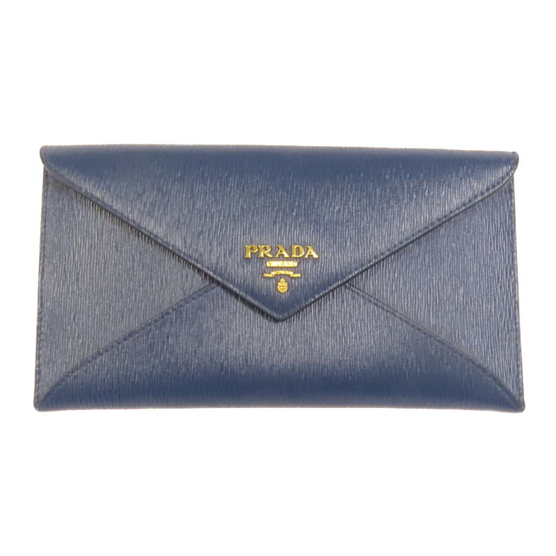 PRADA 牛皮皮革Envelope Clutch Bag金扣手拿包-0