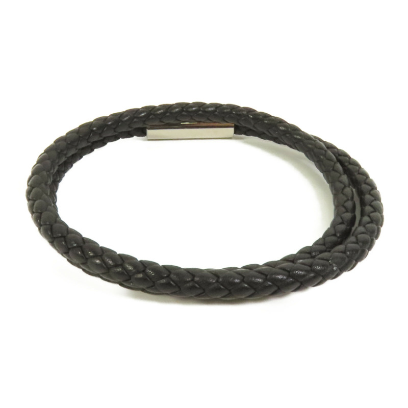 HERMES Swift皮革Goliath Double Tour銀扣手鏈Noir-2