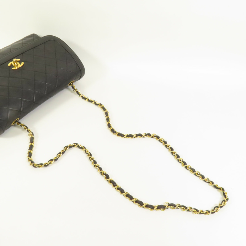 CHANEL 羊皮皮革Vintage Chain Shoulder金扣肩背袋-4