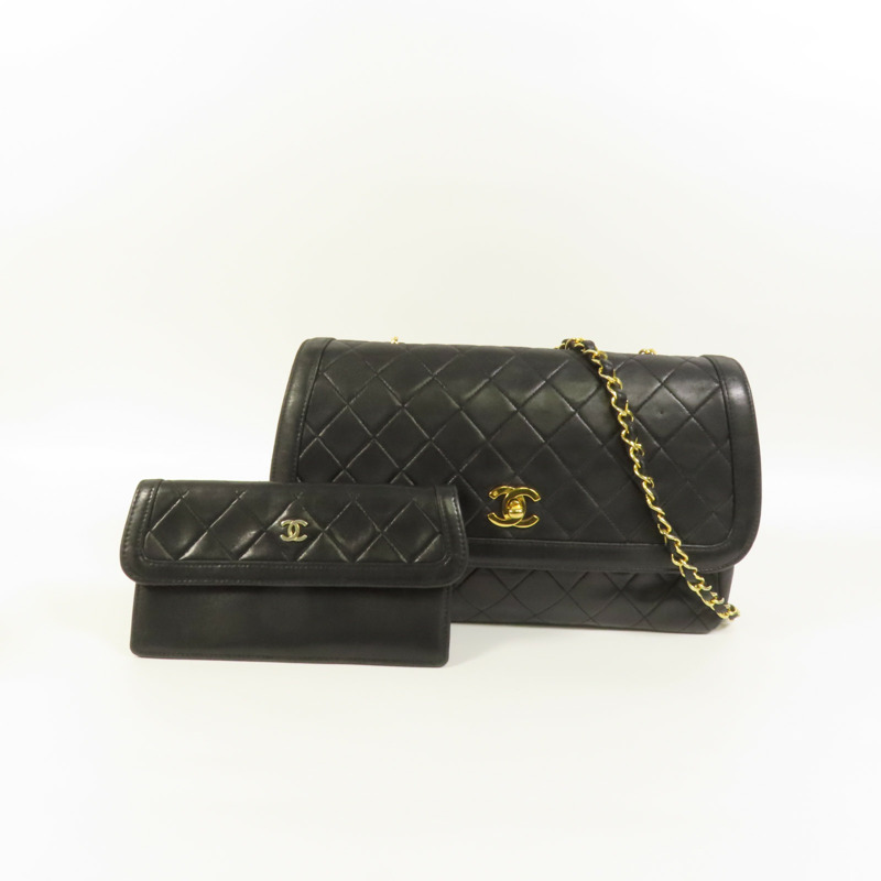 CHANEL 羊皮皮革Vintage Chain Shoulder金扣肩背袋-12