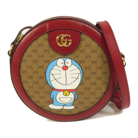 GUCCI 塗層帆布Gucci x Doraemon金扣肩背袋