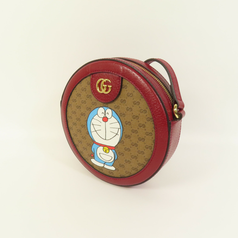 GUCCI 塗層帆布Gucci x Doraemon金扣肩背袋-2