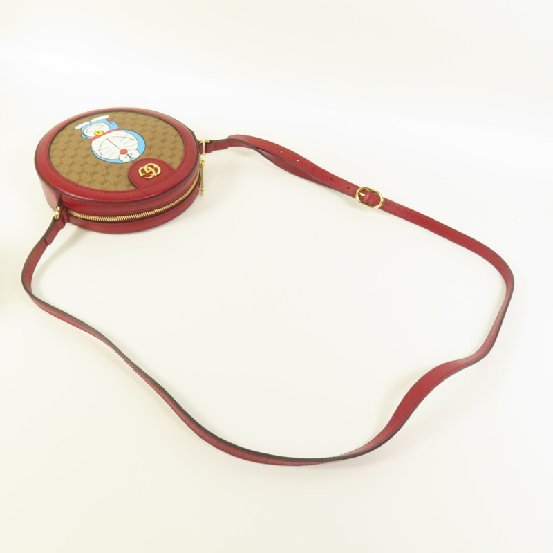 GUCCI 塗層帆布Gucci x Doraemon金扣肩背袋-4