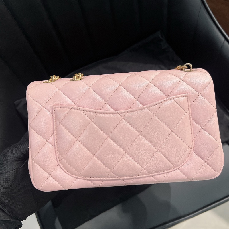 香奈兒 23S 櫻花粉紅色 羊皮 山茶花調節扣 CHANEL-2