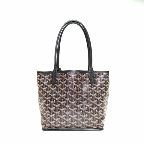 GOYARD Anjou雙面購物袋Mini20黑色牛皮/PVC銀扣肩背包