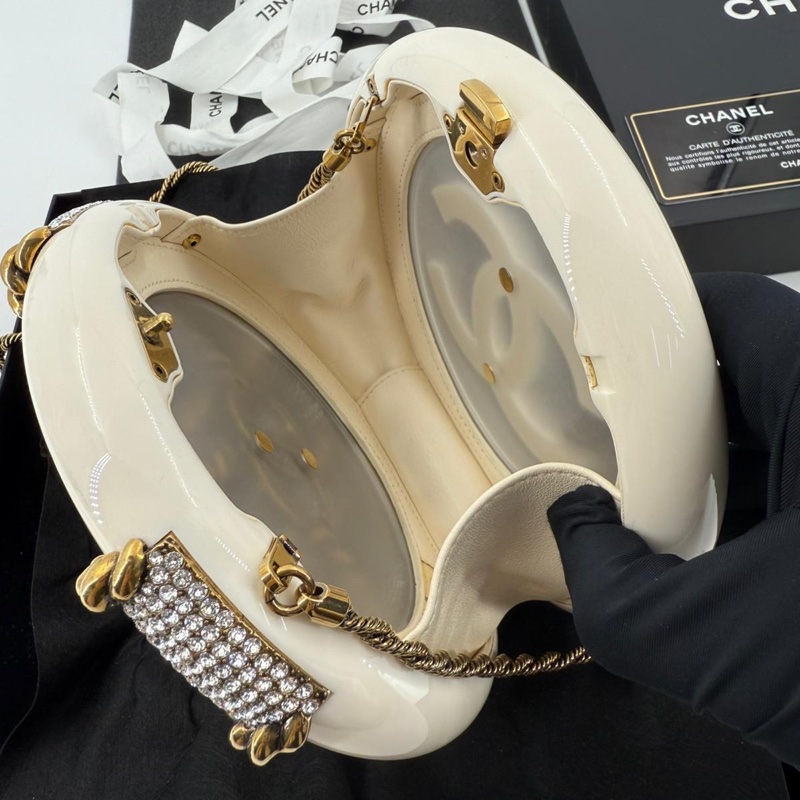 Chanel 18A Rhinestone Resin White Rescue Wheel Minaudière Bag-6