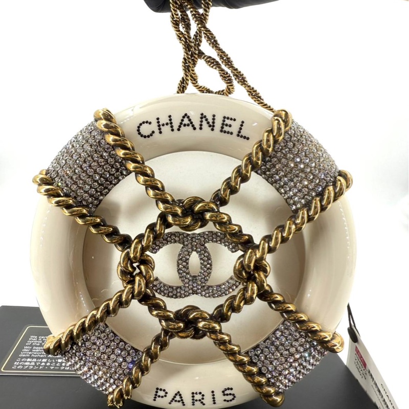 Chanel 18A Rhinestone Resin White Rescue Wheel Minaudière Bag-12