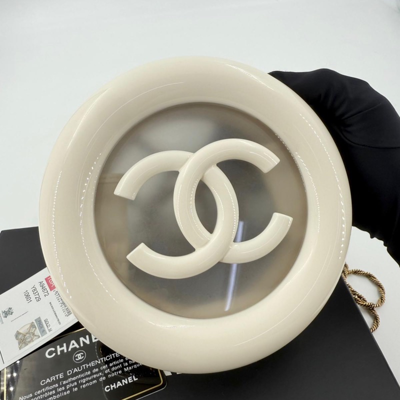 Chanel 18A Rhinestone Resin White Rescue Wheel Minaudière Bag-13