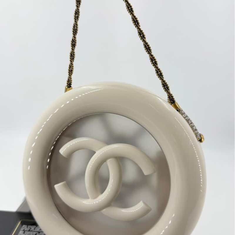 Chanel 18A Rhinestone Resin White Rescue Wheel Minaudière Bag-16