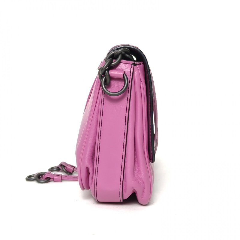 BOTTEGA VENETA 紫色羊皮經典編織雙口袋斜挎包肩背包-1