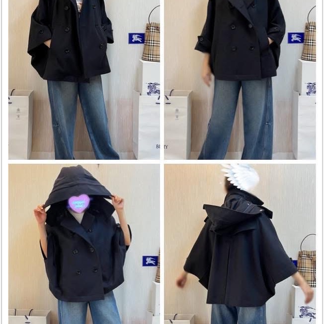 BURBERRY英國BRIT海軍藍軍裝斗篷外套-0