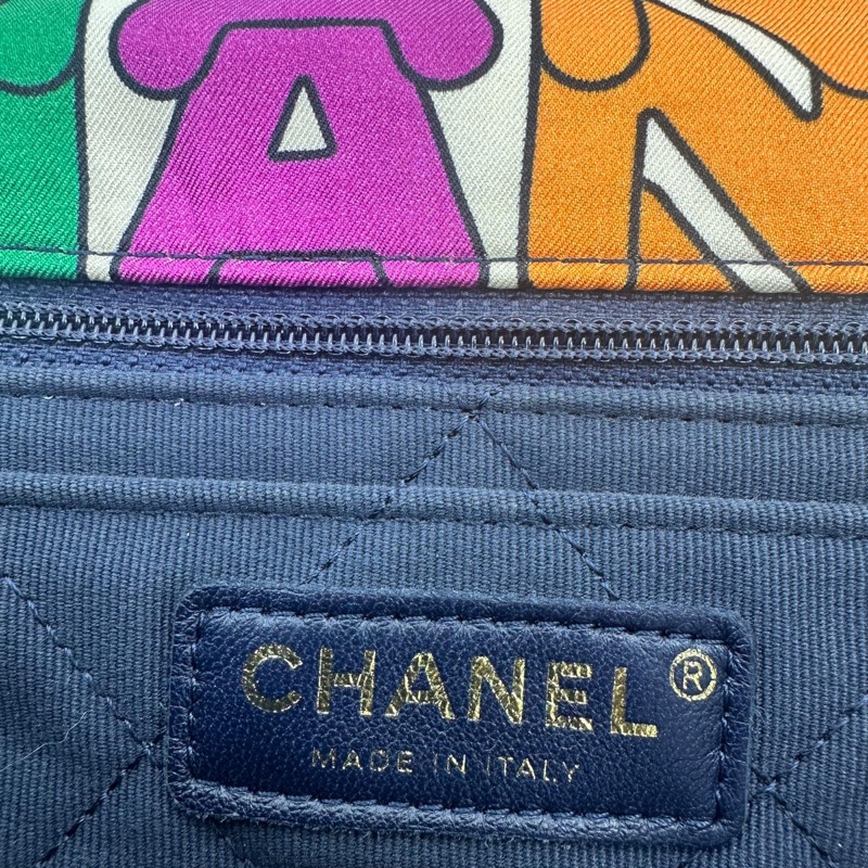Chanel 21K Nylon Fabric Quilted Multicolor Rainbow Printed Logo Single Flap Bag with Light Gold-tone Hardware-10