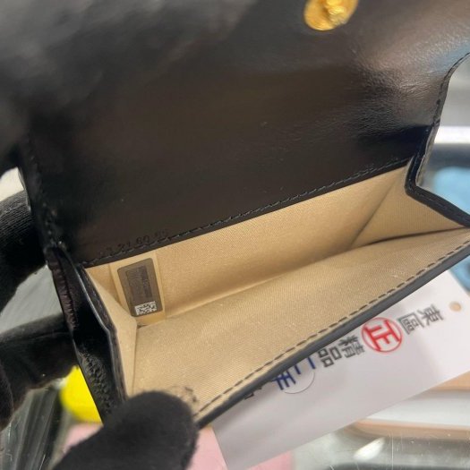 東區正精品㊣CHLOE 黑色金C字三折釦子零錢袋短夾 RZ5478-3