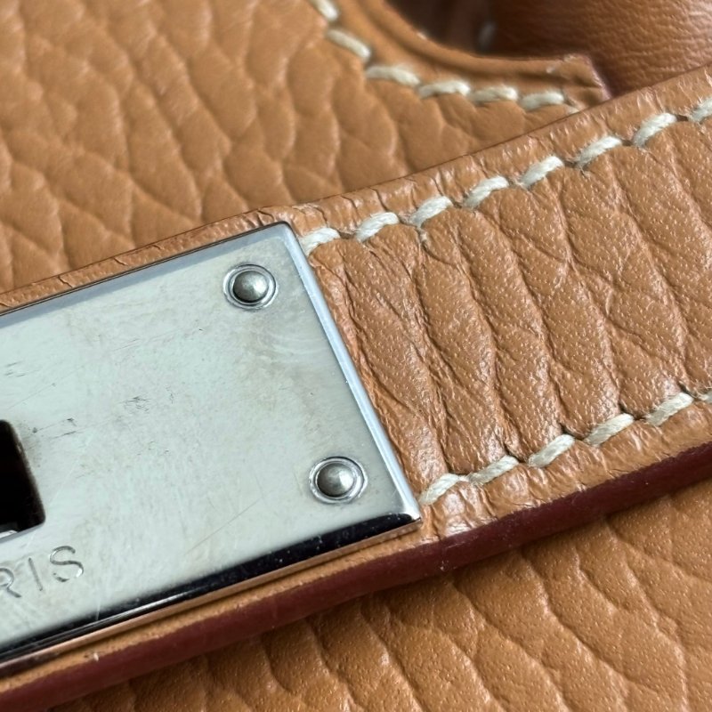 ::HERMES:: 方刻C 🄲刻駝色銀釦BIRKIN 35 柏金手提包-5