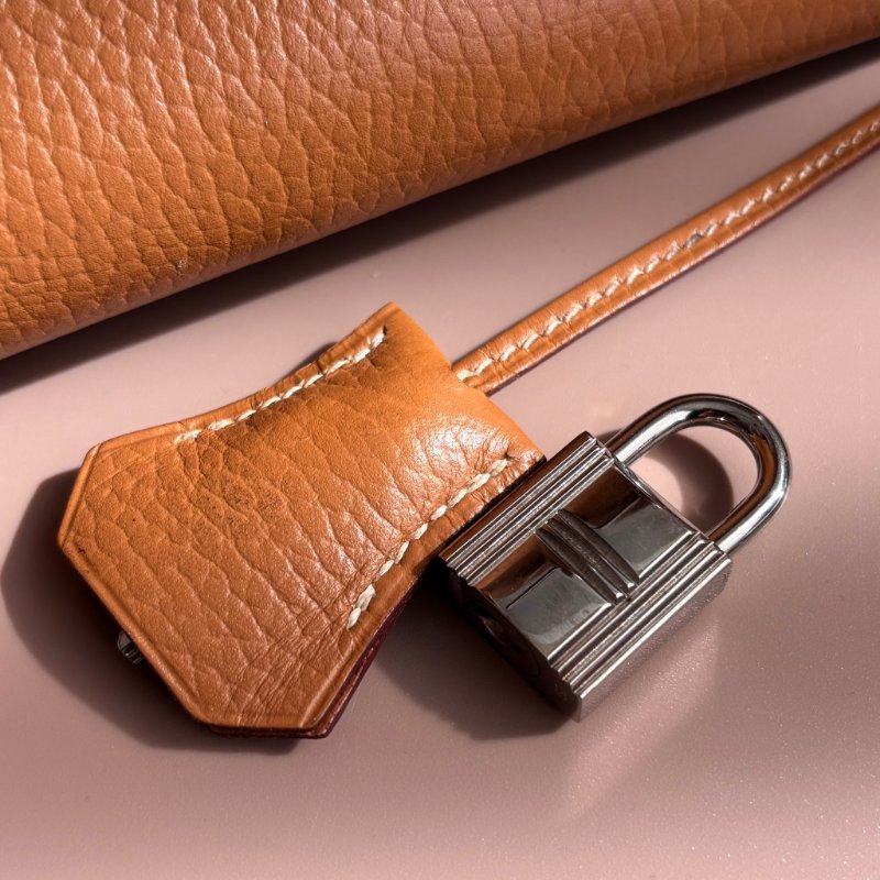 ::HERMES:: 方刻C 🄲刻駝色銀釦BIRKIN 35 柏金手提包-9