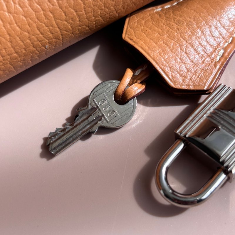 ::HERMES:: 方刻C 🄲刻駝色銀釦BIRKIN 35 柏金手提包-12