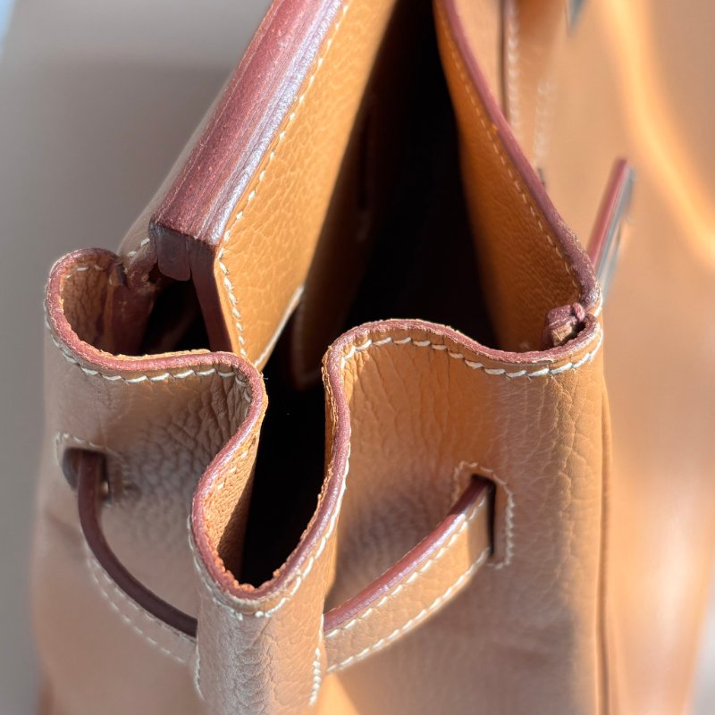 ::HERMES:: 方刻C 🄲刻駝色銀釦BIRKIN 35 柏金手提包-21