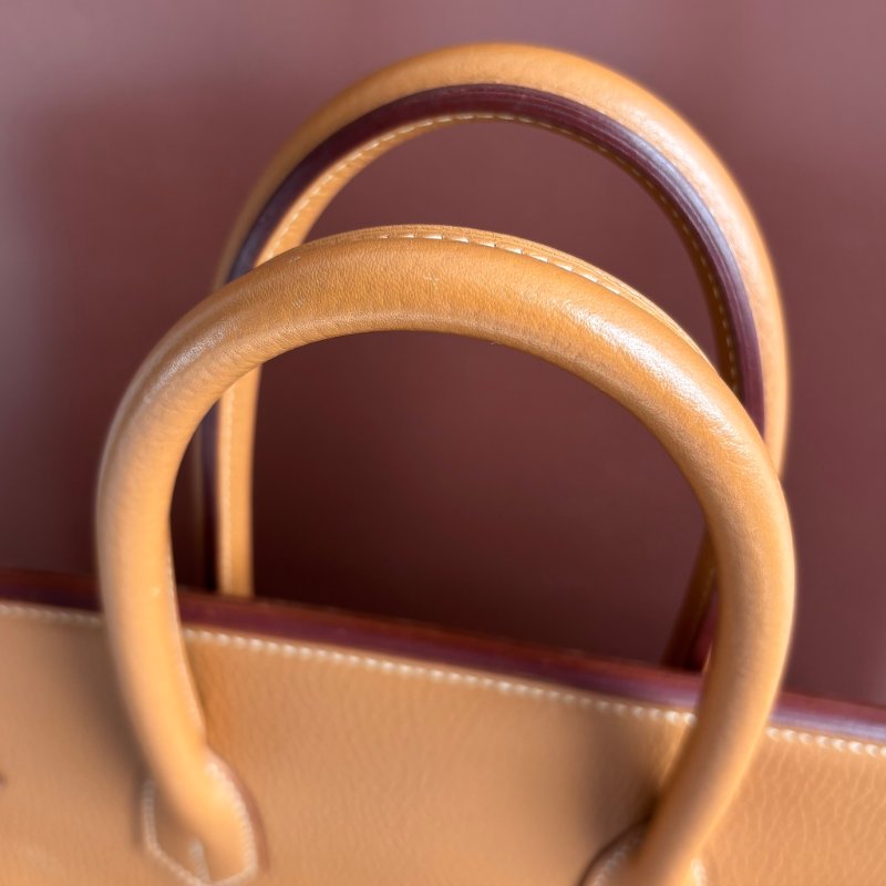 ::HERMES:: 方刻C 🄲刻駝色銀釦BIRKIN 35 柏金手提包-25