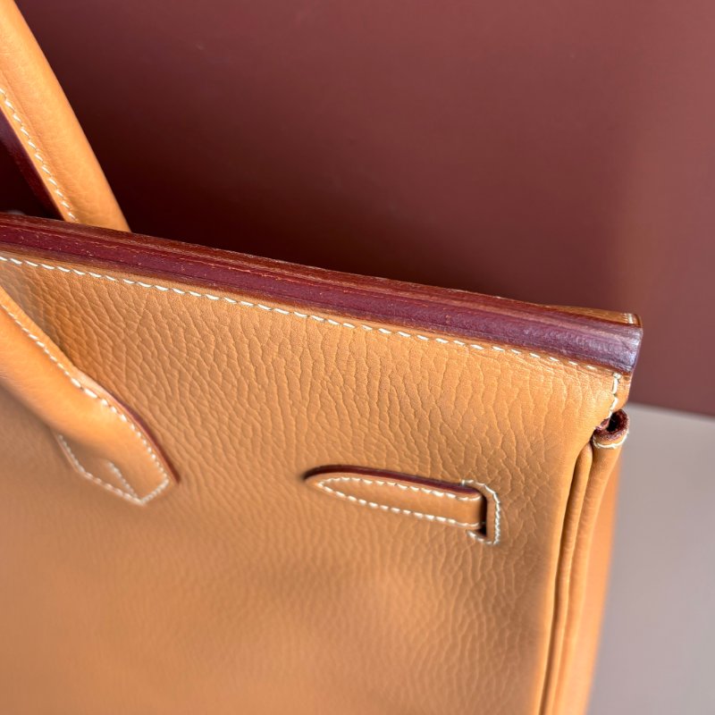 ::HERMES:: 方刻C 🄲刻駝色銀釦BIRKIN 35 柏金手提包-27
