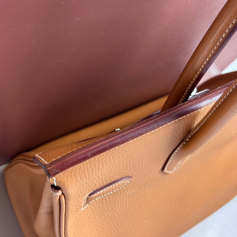 ::HERMES:: 方刻C 🄲刻駝色銀釦BIRKIN 35 柏金手提包-28