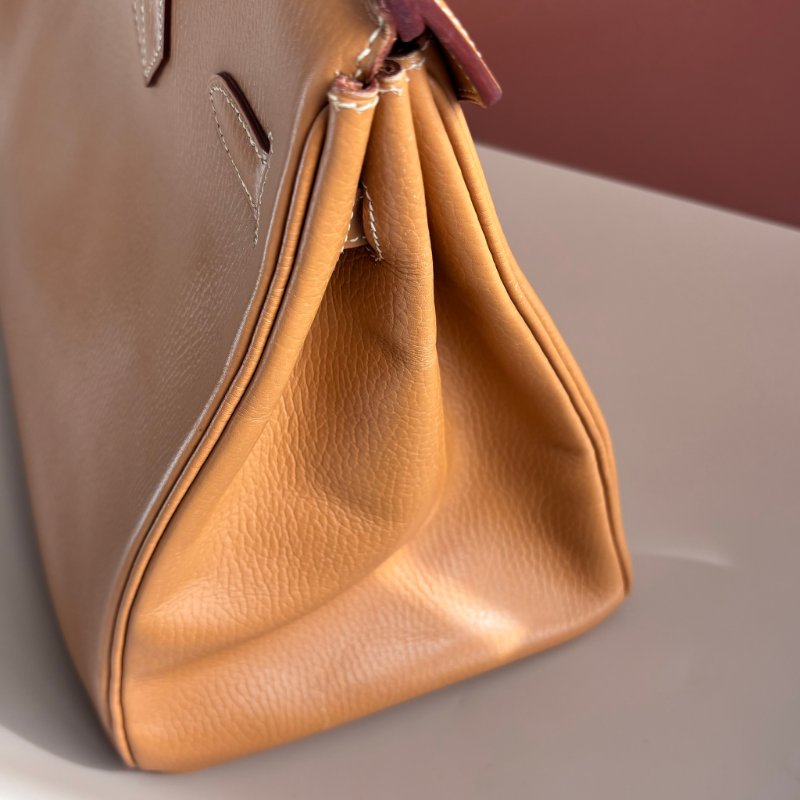 ::HERMES:: 方刻C 🄲刻駝色銀釦BIRKIN 35 柏金手提包-32