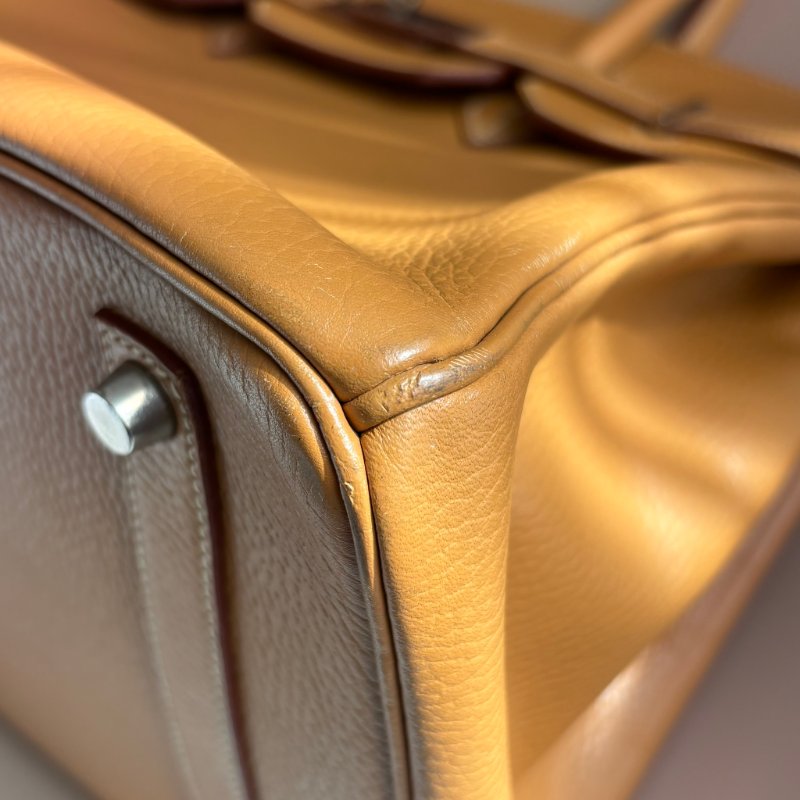 ::HERMES:: 方刻C 🄲刻駝色銀釦BIRKIN 35 柏金手提包-34