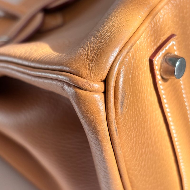 ::HERMES:: 方刻C 🄲刻駝色銀釦BIRKIN 35 柏金手提包-35