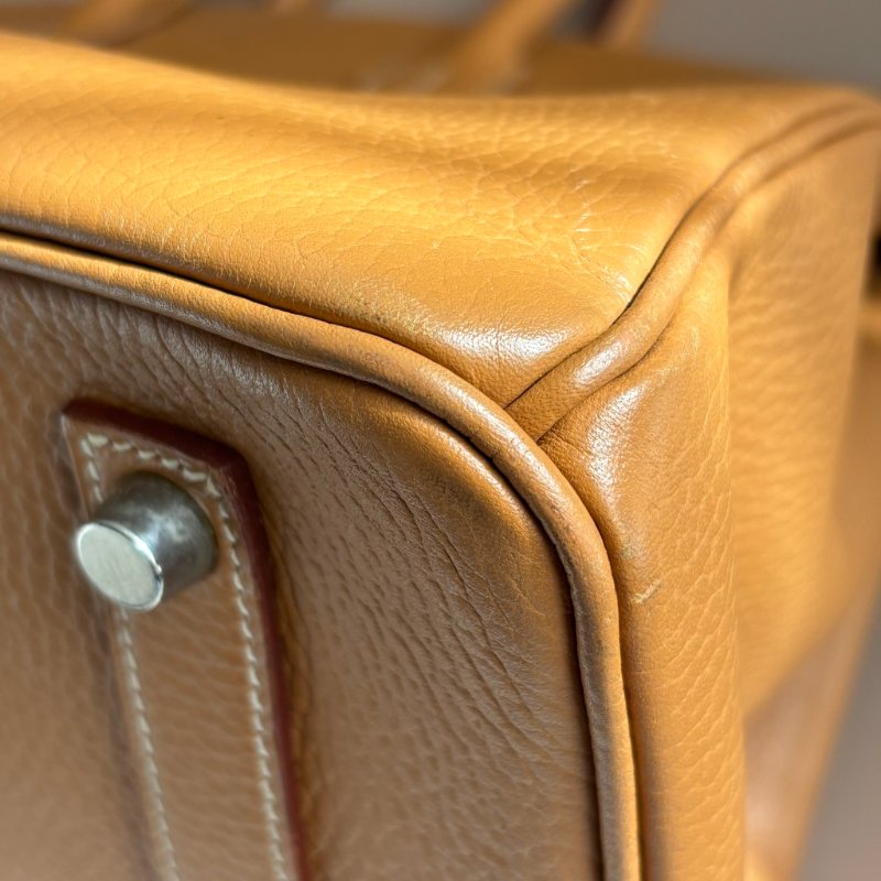 ::HERMES:: 方刻C 🄲刻駝色銀釦BIRKIN 35 柏金手提包-36