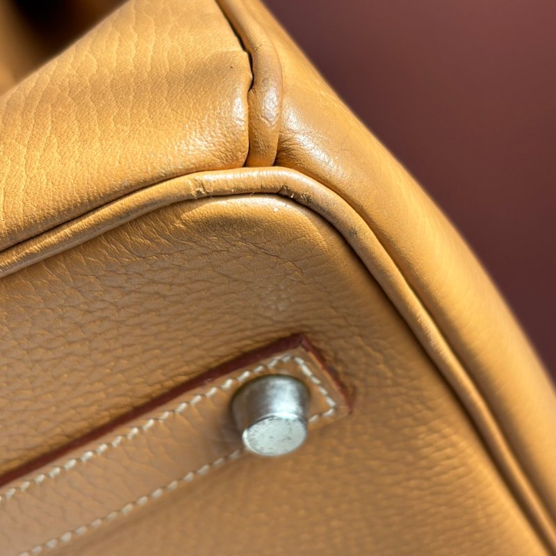 ::HERMES:: 方刻C 🄲刻駝色銀釦BIRKIN 35 柏金手提包-38