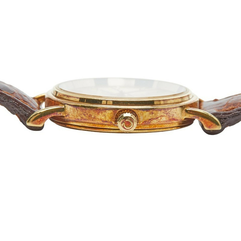 歐米茄女錶 79801112 石英錶 金色錶盤 不鏽鋼錶帶 皮革錶帶-4