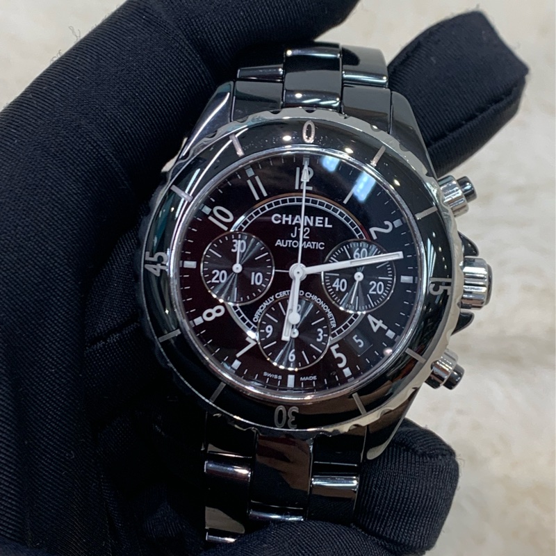 Chanel 香奈兒 H0940 機械黑陶瓷三圈計時41 mmJ12 (I861)-0