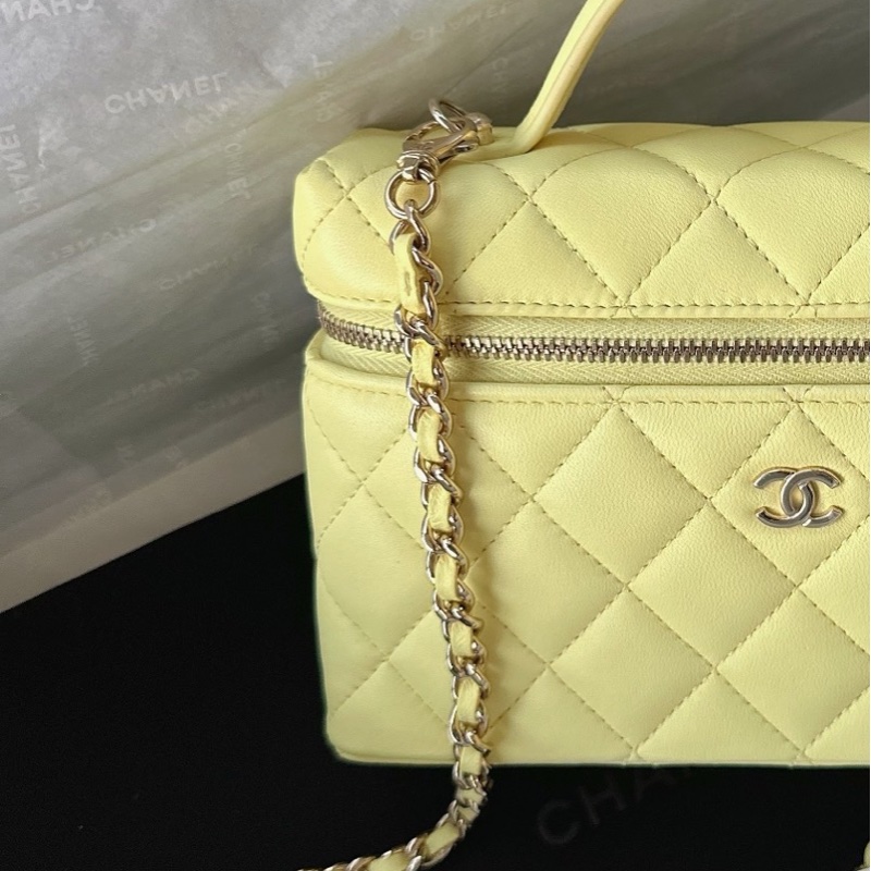 【 配件:盒子、防塵袋 💕】 Chanel 25C lp 飯盒包 黃色 淺黃色 淡黃色 小雞黃 羊皮 手提 單肩 斜挎-2