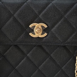 【配件：包裝盒 防塵袋 💕 】Chanel 23A 斜挎包 黑金 黑色 金扣 荔枝牛皮 手提 單肩 斜挎-4