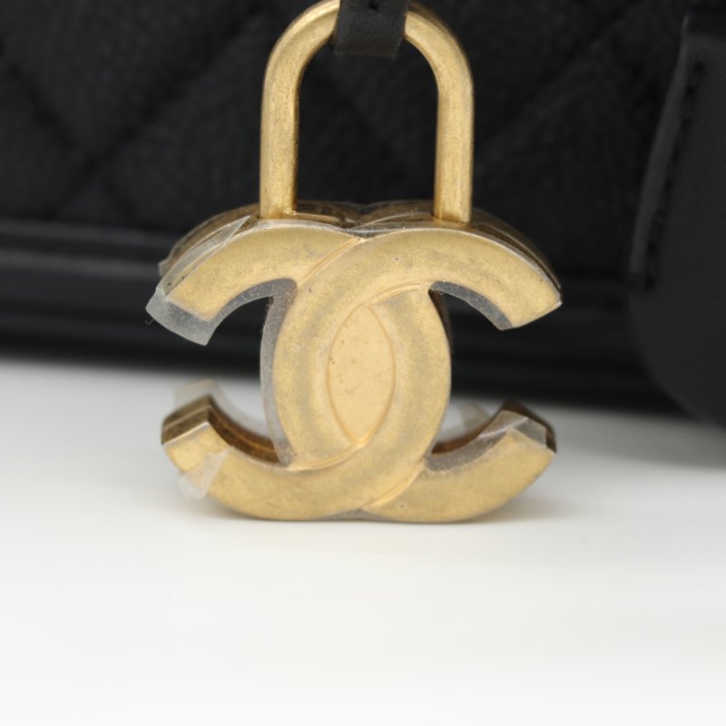 Chanel 香奈兒 Vanity Case 金釦 荔枝紋 黑色 牛皮 手提 肩背 化妝箱-7