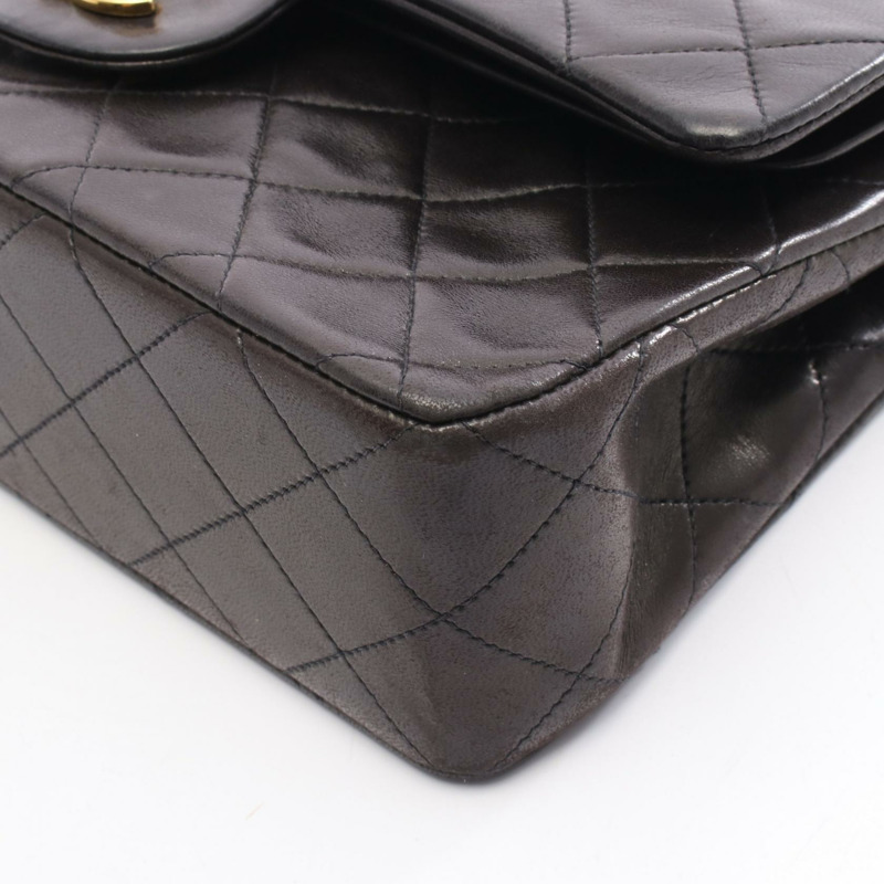 香奈兒 (CHANEL) Matelasse W 翻蓋肩背包 A01113 羊皮 黑色 二手 金色五金-8
