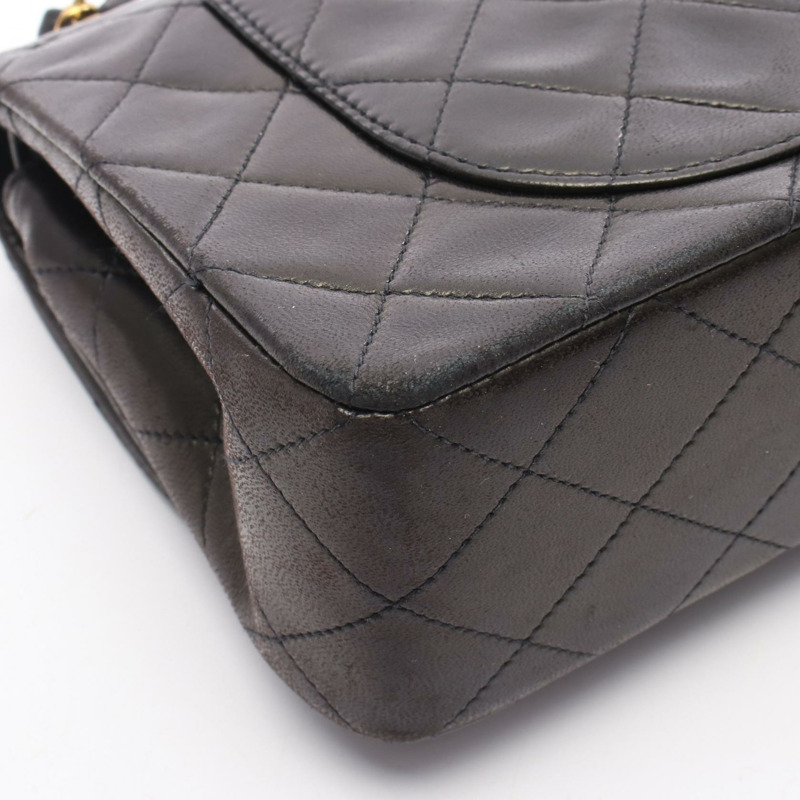 香奈兒 (CHANEL) Matelasse W 翻蓋肩背包 A01113 羊皮 黑色 二手 金色五金-9