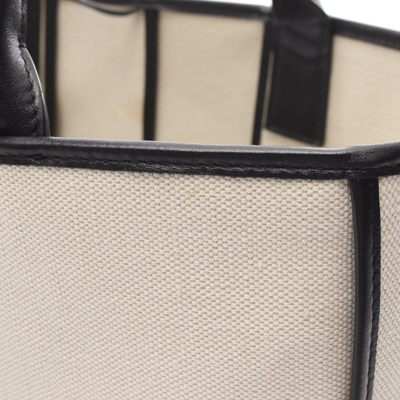 BOTTEGA VENETA Arco Maxi Intrecciato 手提包，帆布皮革，白色/黑色，二手-6